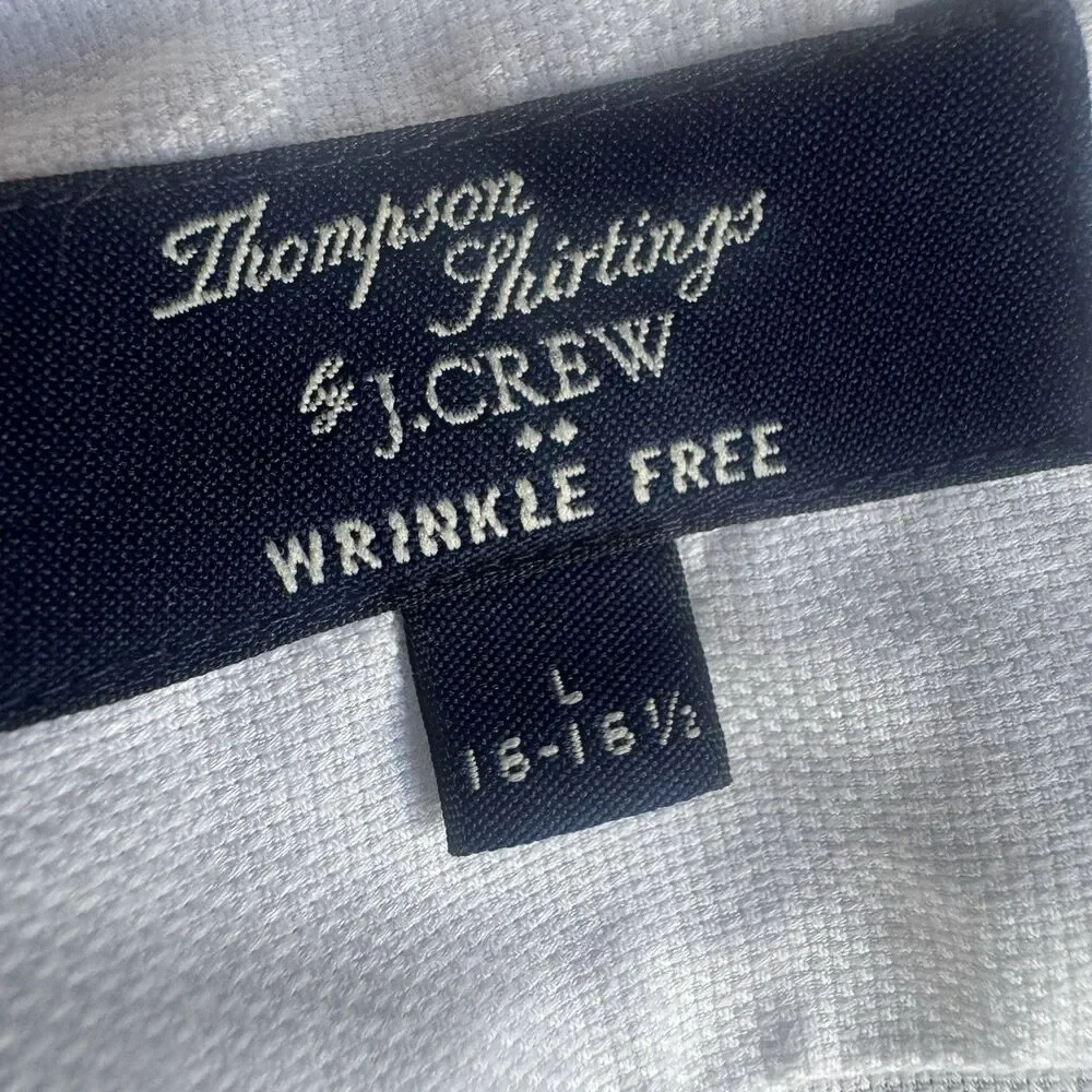 Thompson J. Crew Wrinkle Free Sz L 16-16.5 White 100% Cotton Long Sleeve Shirt